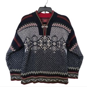 Telemark Style by Skjaeveland Made in Norway Nordic Fair Isle Wool Sweater M